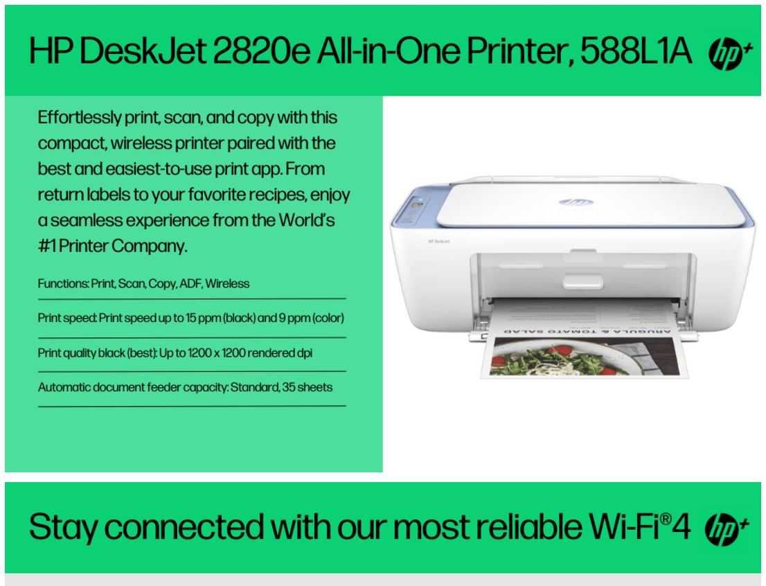 Цветно мастиленоструйно мултифункционално устройство HP DeskJet 2820e