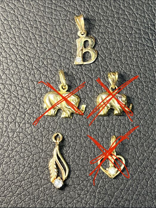 Златни висулки буква сърце слонче 14 карата 585 zlatni gold sarce bukv