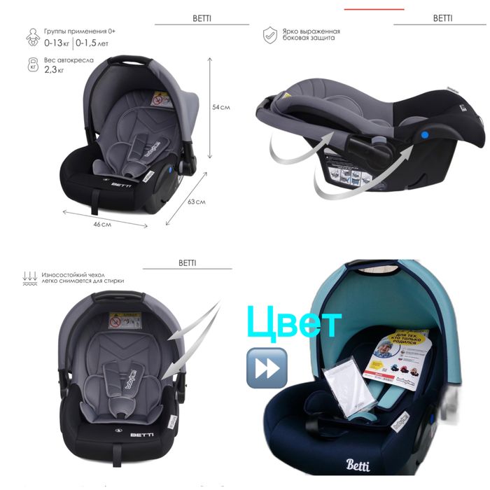 Автолюлька Babyton 0-6 мес (б/у) голубой