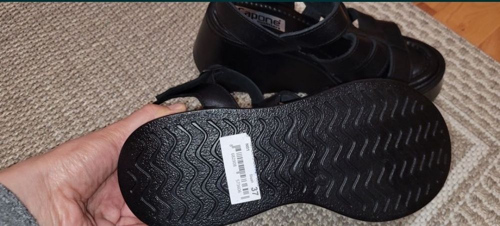 Sandale de damă din piele, negru, mr 36, Noi