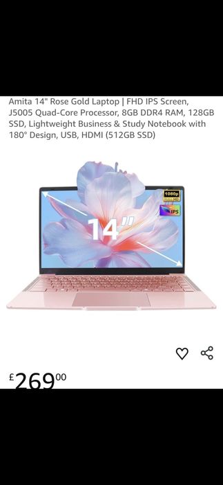 Laptop Amita 14" Rose Gold Laptop 128GB