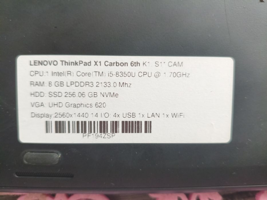 Лаптоп Lenovo Thinkpad X1 Carbon i5 8Gb RAM/256Gb