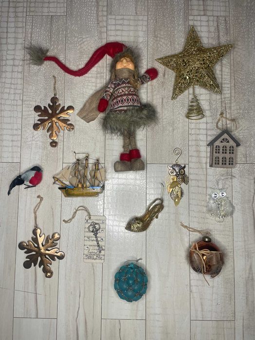 Коллекционные ёлочные игрушки SHISHI. Винтаж. Гном, Бусы, 12 позиций