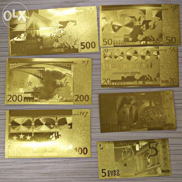 Пълен комплект златни банкноти/златна банкнота - Евро/Euro