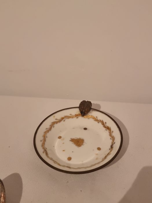 Suport porțelan Limoges France, decor auriu, cca. 1900–1940