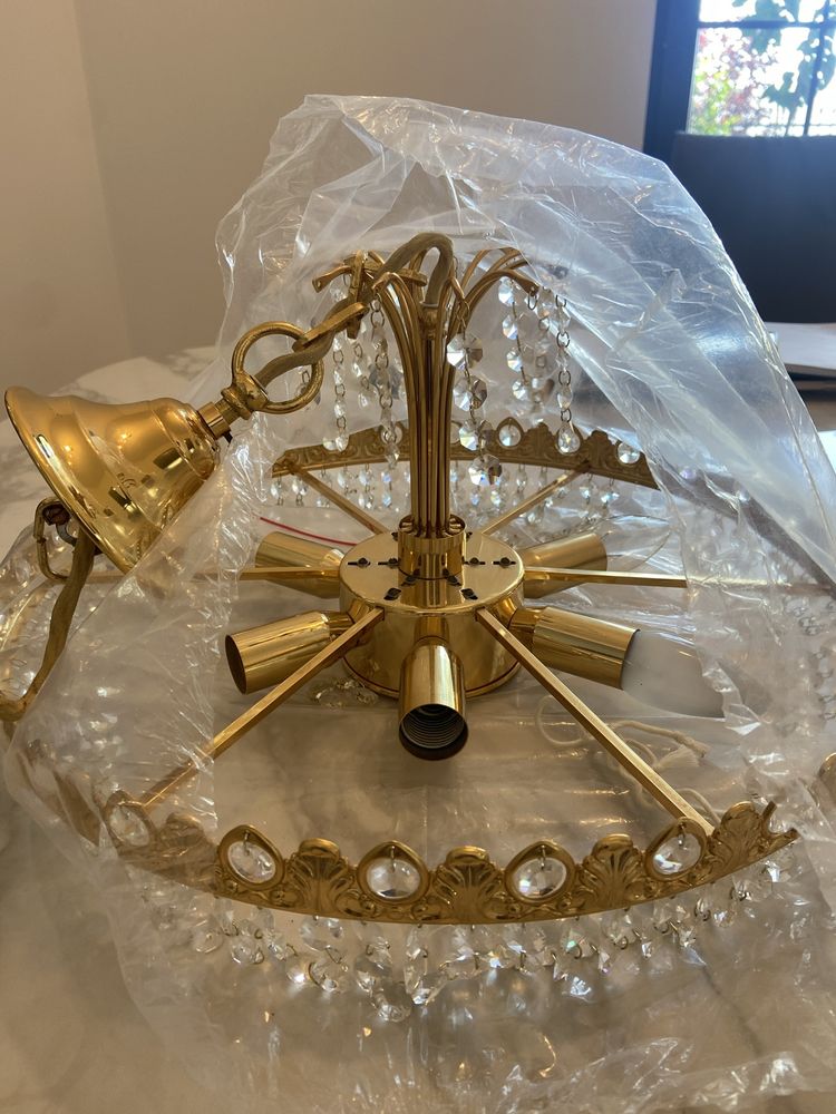 Candelabru Lustra Gold Cupru cu cristale