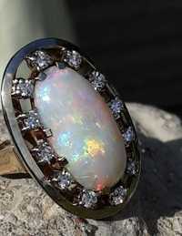Inel Superb Aur 14k cu Opal si Diamante