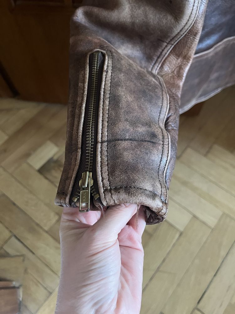 Geacă piele bărbătească, maro, XS