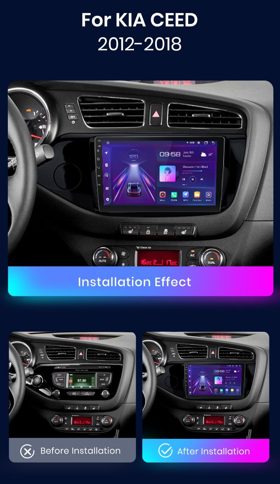 Navigatie Android dedicata KIA CEED  (2012-2018).