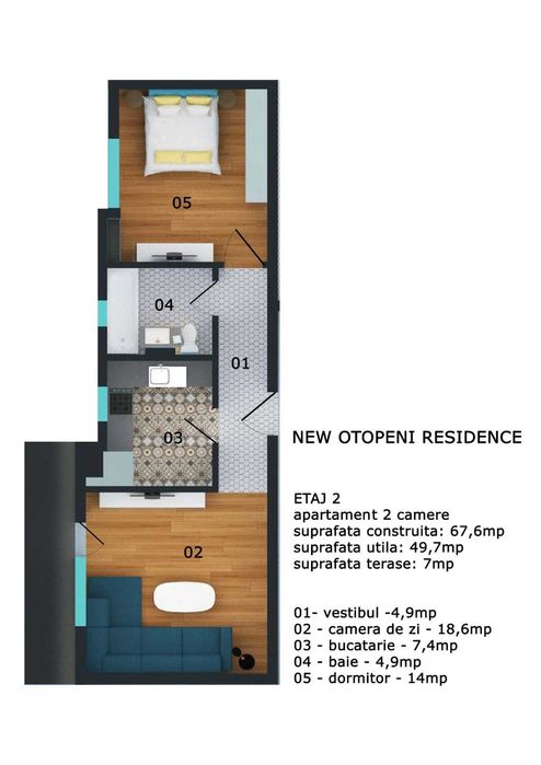 2 camere I 2 locuri de parcare I bucătărie închisă I 50 mp