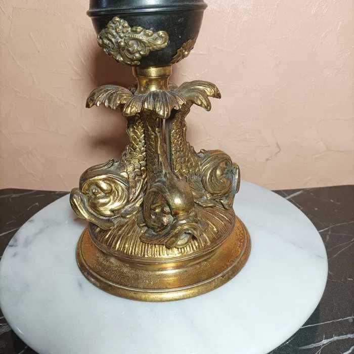 Sculptură bronz lampa gaz petrol stil renascentist, unica, vintage