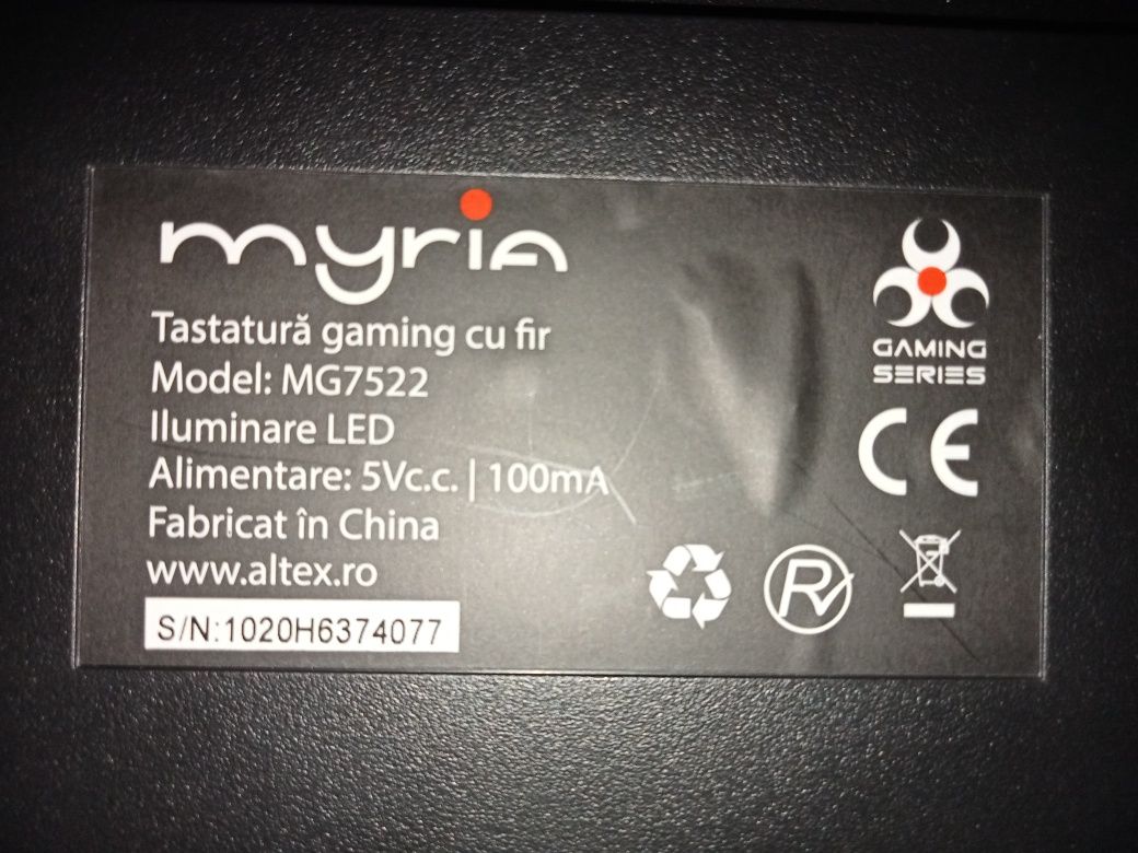 Tastatură gaming myria MG7522