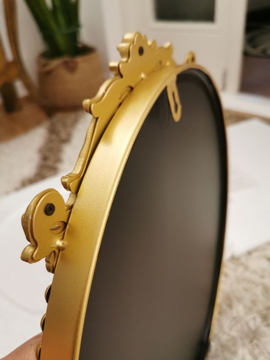 Oglinda rotunda aurie  40x40 cm cu rama metalica