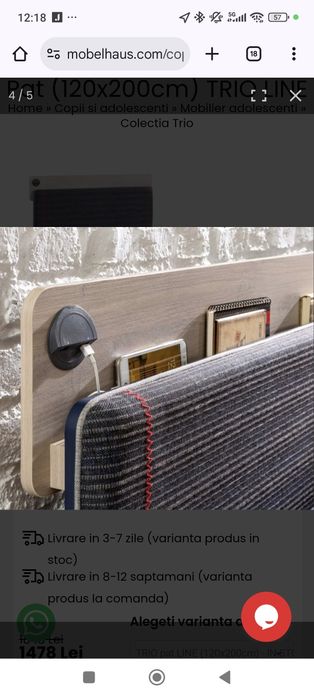 De vânzare pat tineret