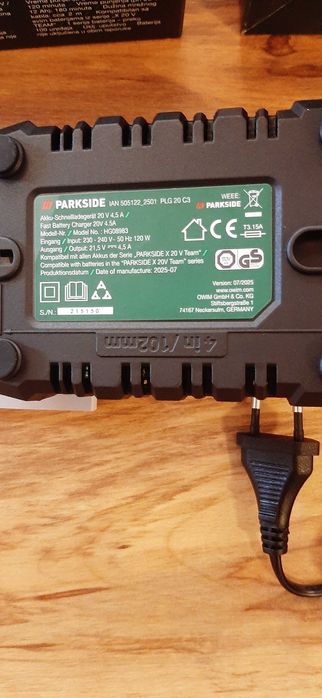 Incarcator rapid cu ventilator 4,5 Ah PARKSIDE PLG 20V C3-5 lei transp