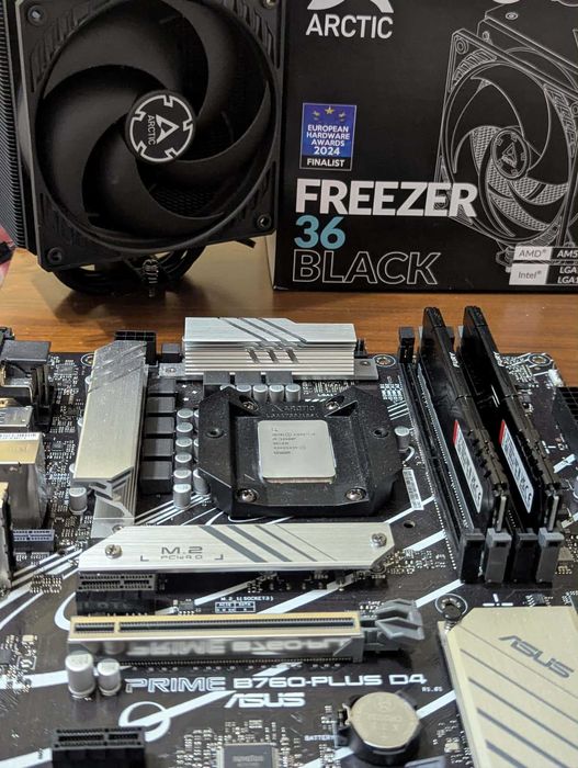 i5-12400f, Asus Prime B760, 16 gig Kingston 3200mhz, Аrctic Freezer 36