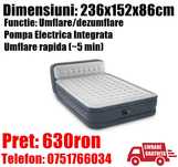 Saltea Gonflabila Pat Intex 2 Persoane Pompa Electrica 236x152x46cm