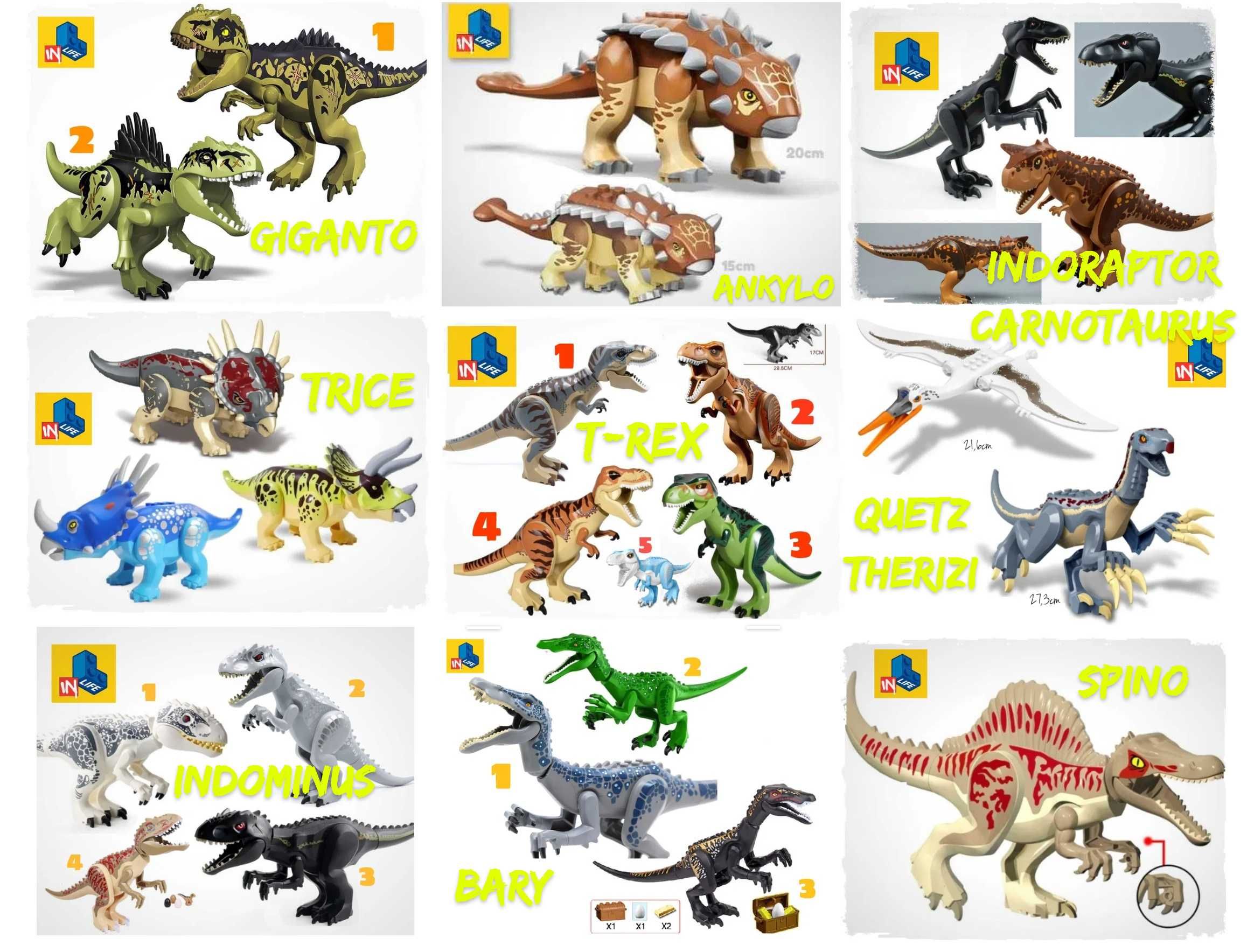 Dinozaur TIP lego Jurassic Indominus T Rex Indoraptor Carnotaurus Bary