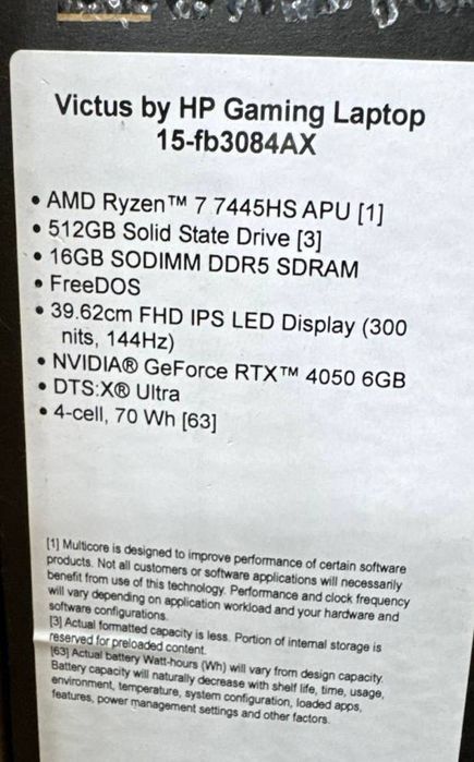 HP Victus Ryzen 7 7445HS новый