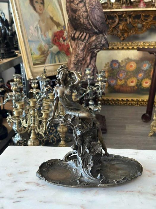 Suport decorativ vintage Art Nouveau din bronz