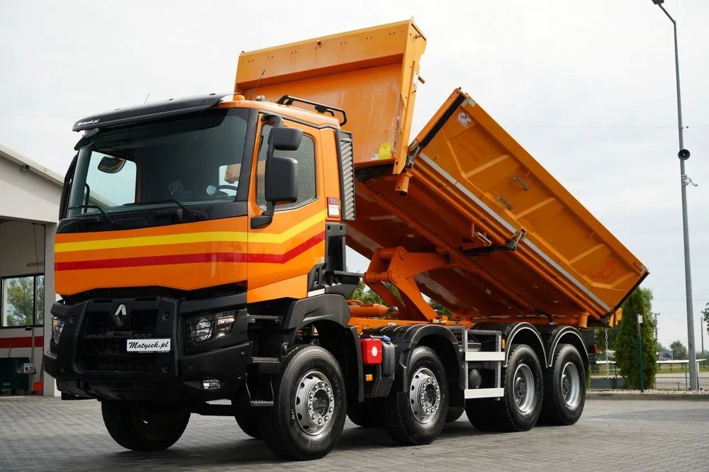 Renault K 480 / 8x4 / BASCUNĂ CU DOUĂ SENSURI / HYDRODOLT / UȘĂ CU BALAMALE / IMPORTAT / CONTRACT POST-SERVICE