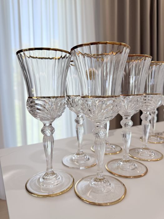 Set de 22 pahare Royar Crystal Rock, Cristal Italian, cu aurire