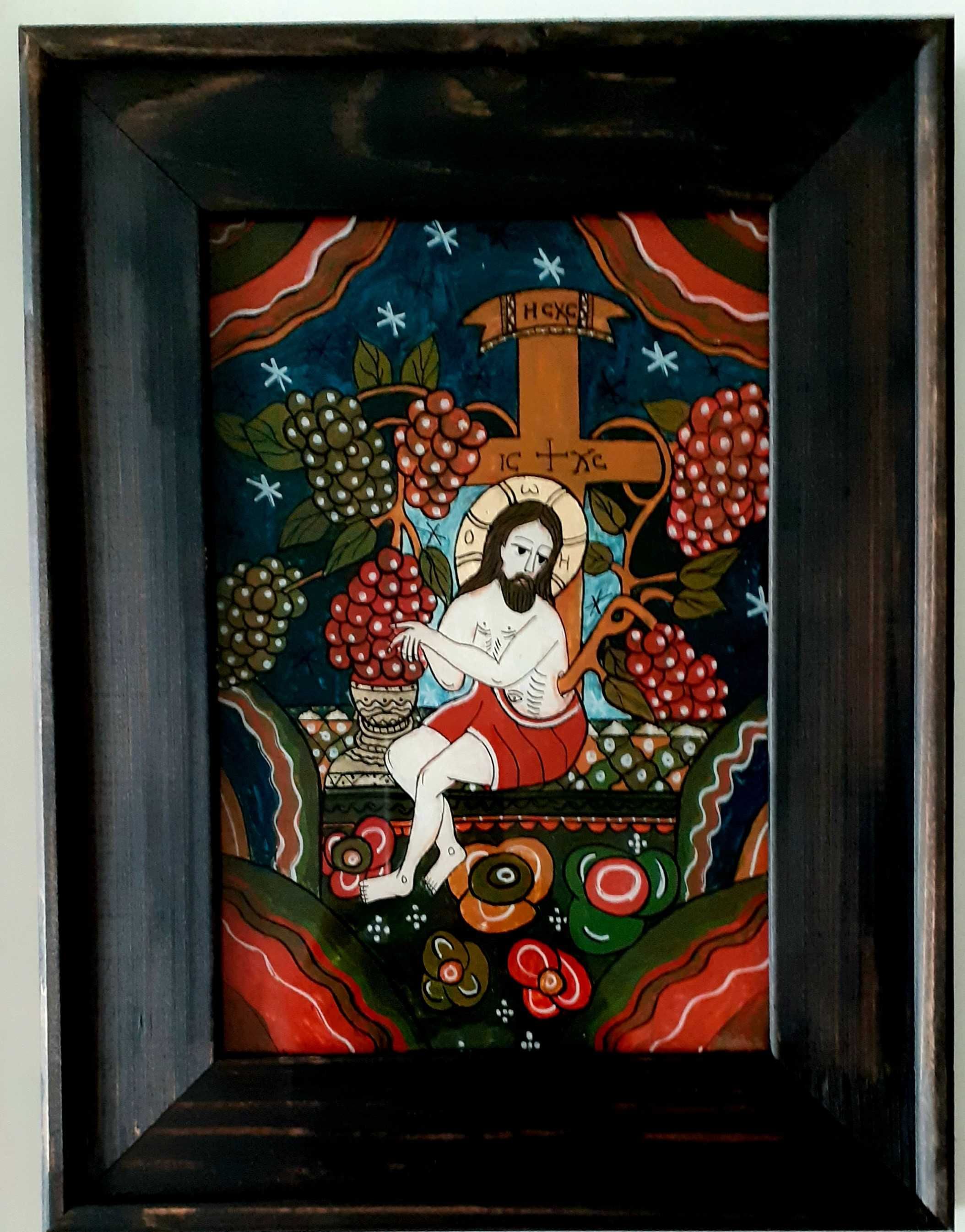 Iisus- Vița-de-Vie(Scheii Brasovului,sec.XIX)-Icoana pictata pe sticla