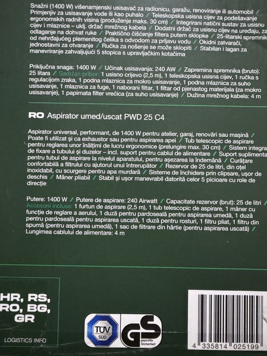 Aspirator umed /uscat parkside 1400 w