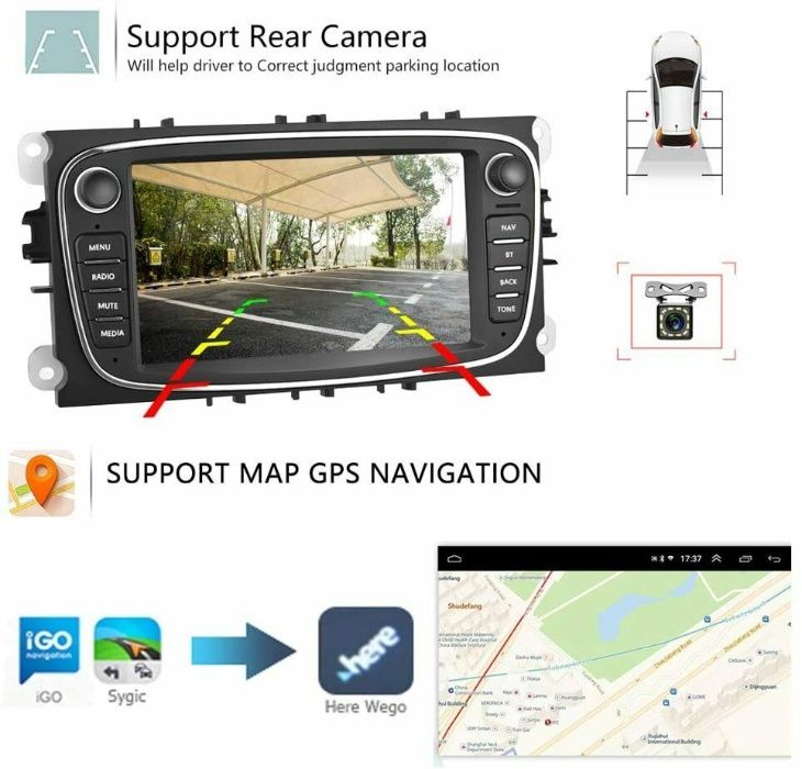 Navigatie Android Ford Focus mk2 Mondeo mk4 S Max CARPLAY 1-8GB