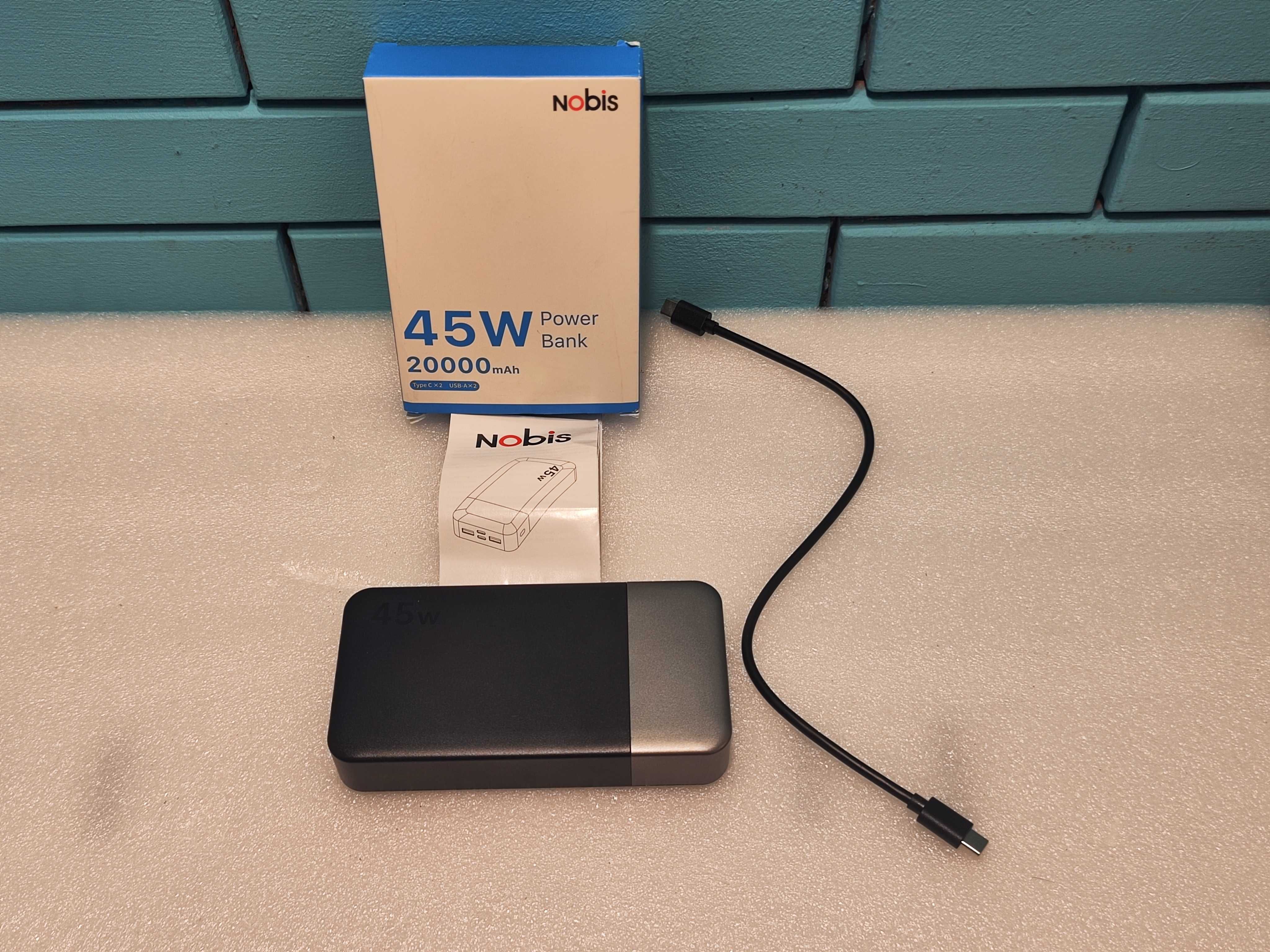 Преносима външна батерия NOBIS 20000mAh с бързо зареждане 45W