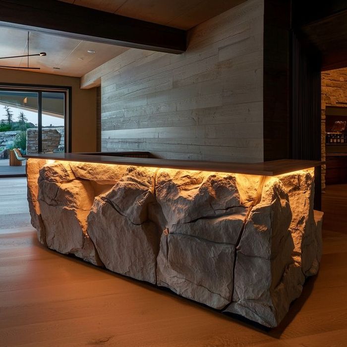 Pereți decorativi cu efect de stâncă, lucrați manual