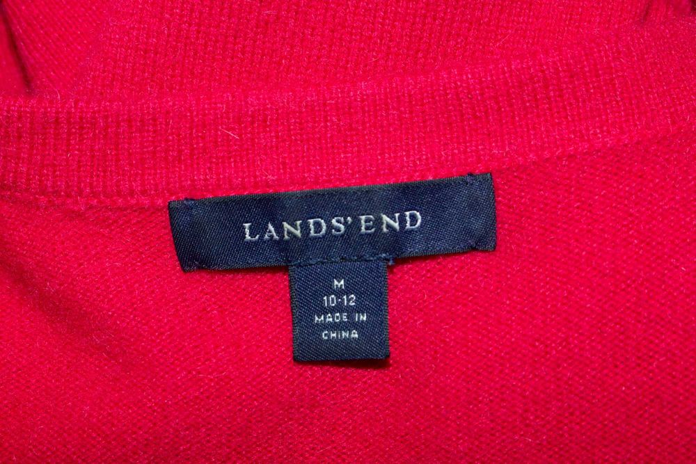 Lands' End кашмирена дамска жилетка червена малина М