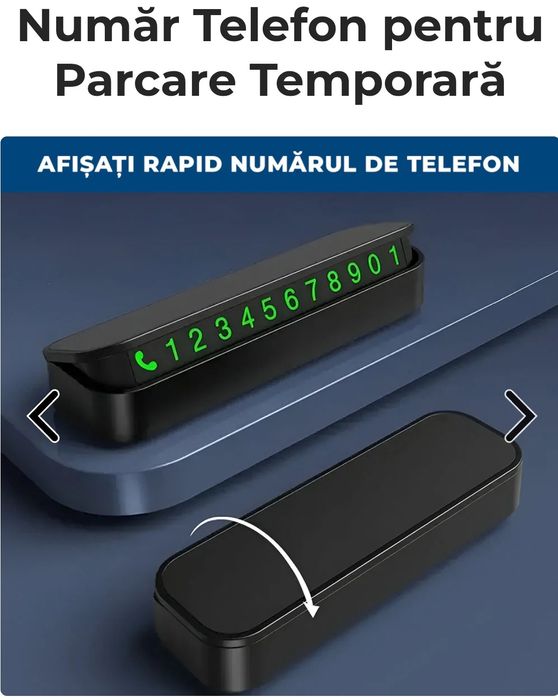 Afisaj  numar telefon bord auto la parcare temporara