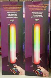 LED RGB лампа с променящи се цветове с дистанционно, 4х3,5х24,5см