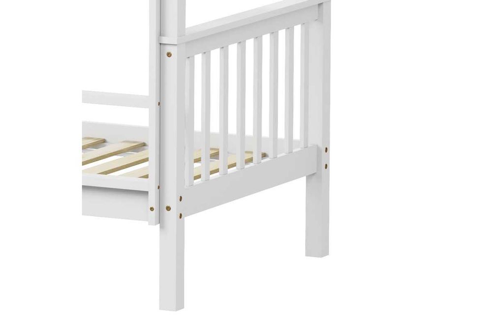 Детско двуетажно легло, Nani, Бял, Натурален, Дърво, 90х190см.