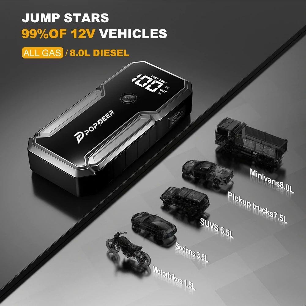 Popdeer J02 3000A 23800mAh батерия jumpstarter powerbank
