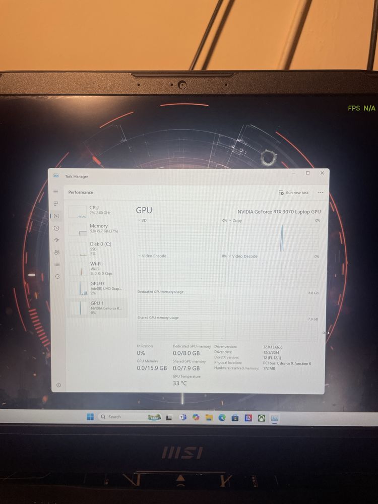 Laptop Gaming MSI Katana, i7, RTX 3070 (SCHIMB SI CU IPHONE 15 PRO-16)