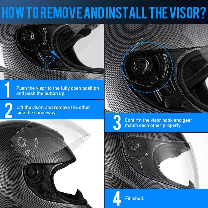 Favoto – Cască moto integrală pentru adulți, carbon, mărimea M 57-58