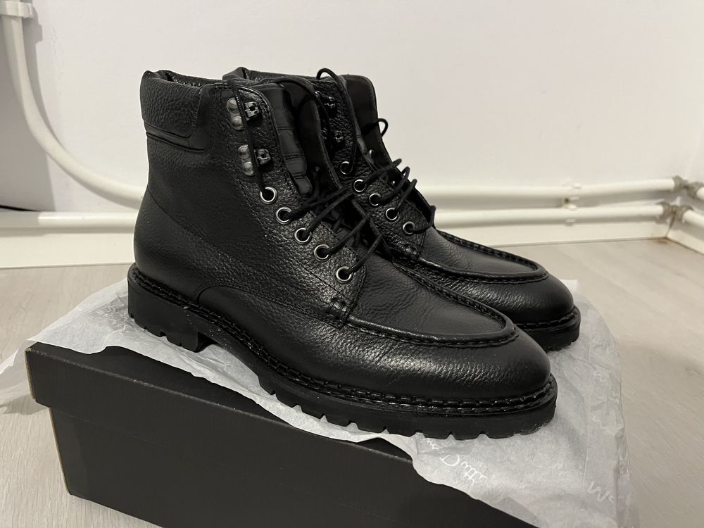 Ghete din piele neagra Massimo Dutti, marimea 41 - barbati