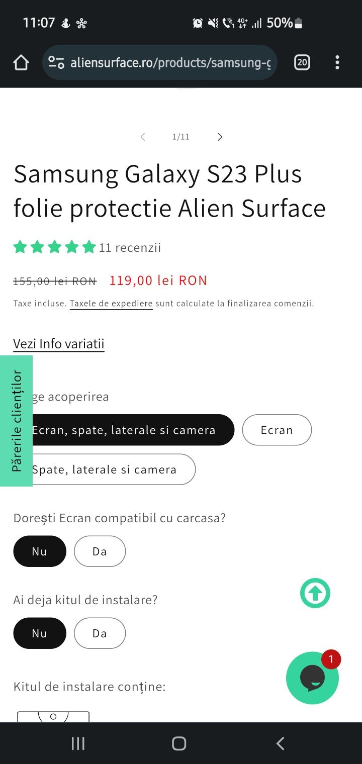 Samsung Galaxy S23 Plus folie protectie Alien Surface