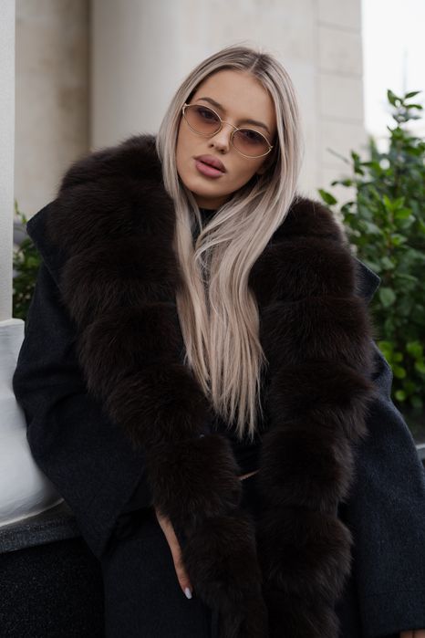 Palton Lung Casmir Blana Naturala