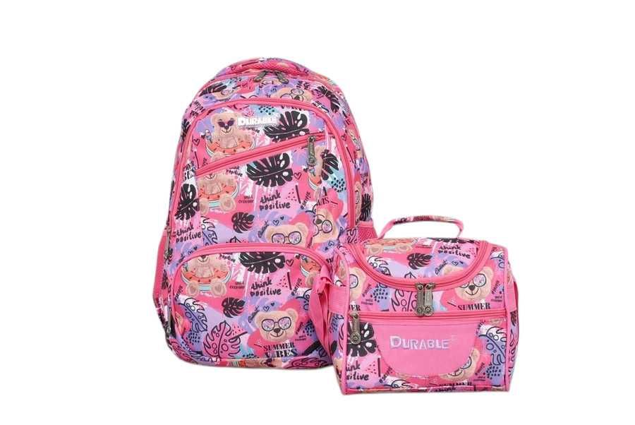 Комплект раница и чанта за храна Mercado Trade, За ученици, Розов