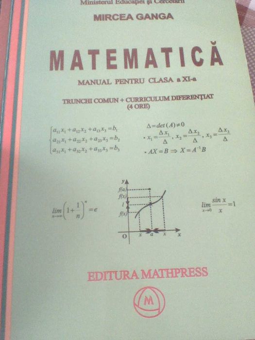 manuale si culegere matematica clasa XI-XII Ganga Burtea Schneider