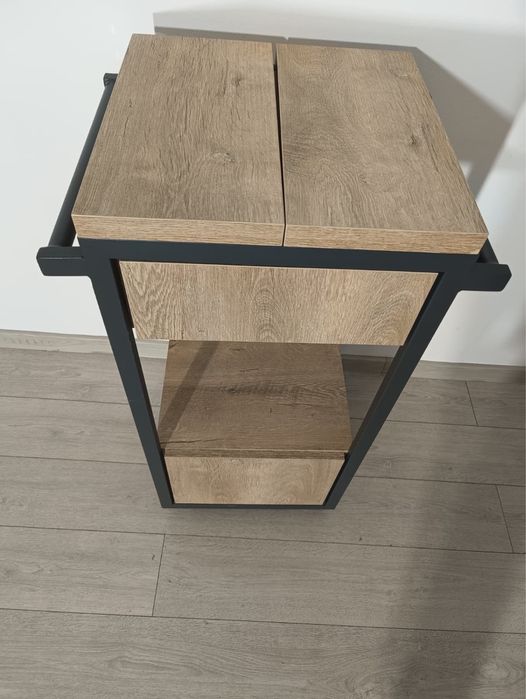 4 Buc. Comodă pe Roți cu Sertar și Blat Pliabil; Stand; Dulap Suport