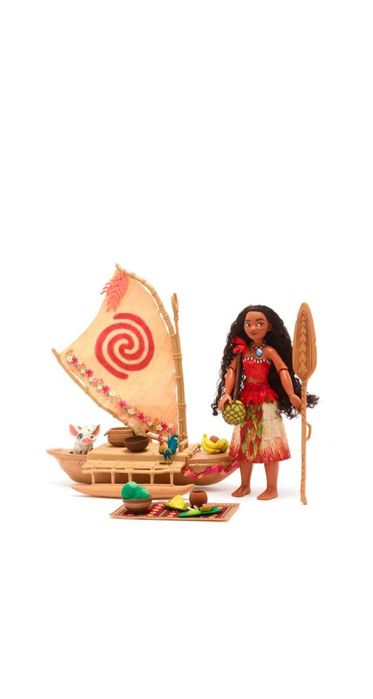Прекрасен комплект кукла Ваяна/Моана с лодка и аксесоари
