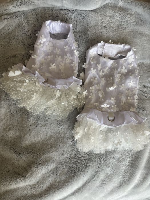 Кучешка рокля, бяла Masha and Dasha