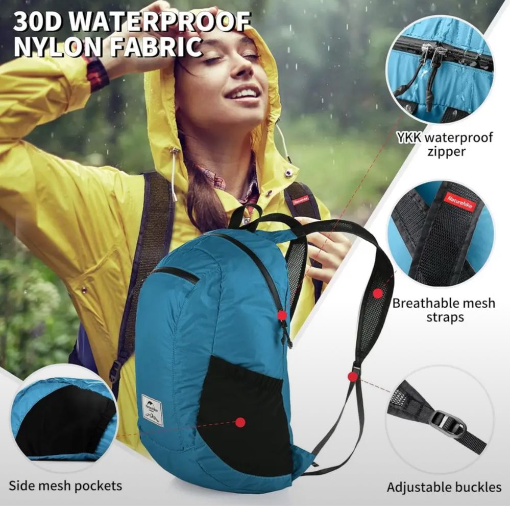Naturehike Рюкзак складной 18 л, ультралегкий 120г