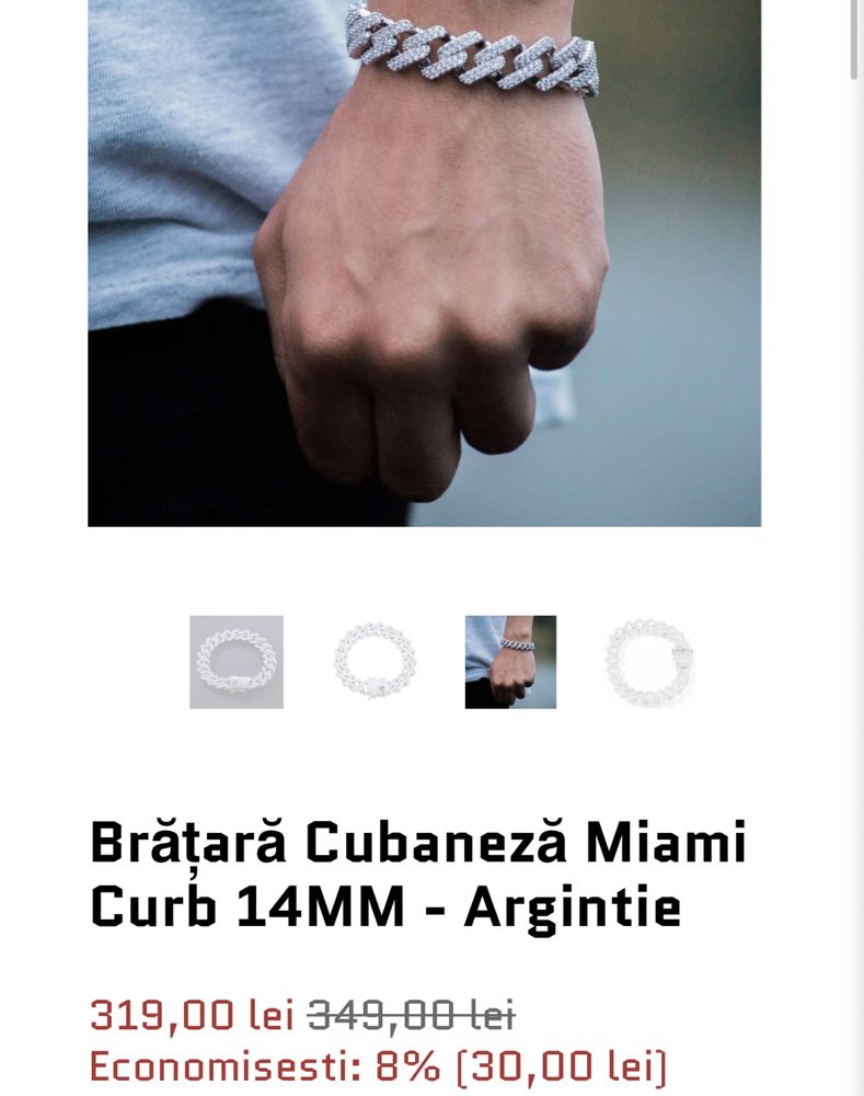 Bratara cubaneza Miami argintie