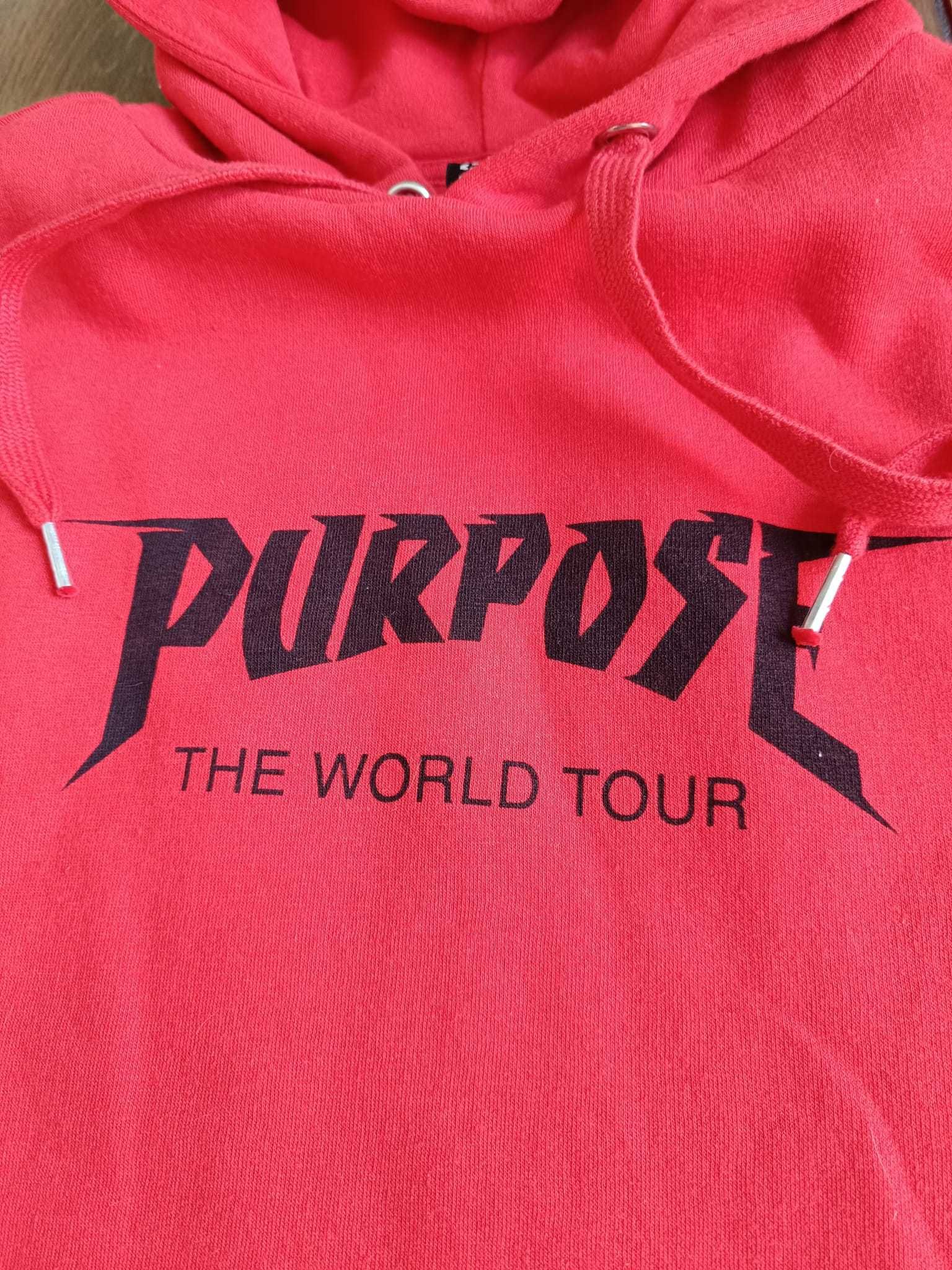 Justin Bieber Purpose World Tour HM rosu pufos XS bluza pulover crop