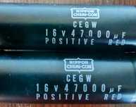 Vând kit 2 condensatori electrolitici de 47000uF/16v. Nippon Chemi-Com